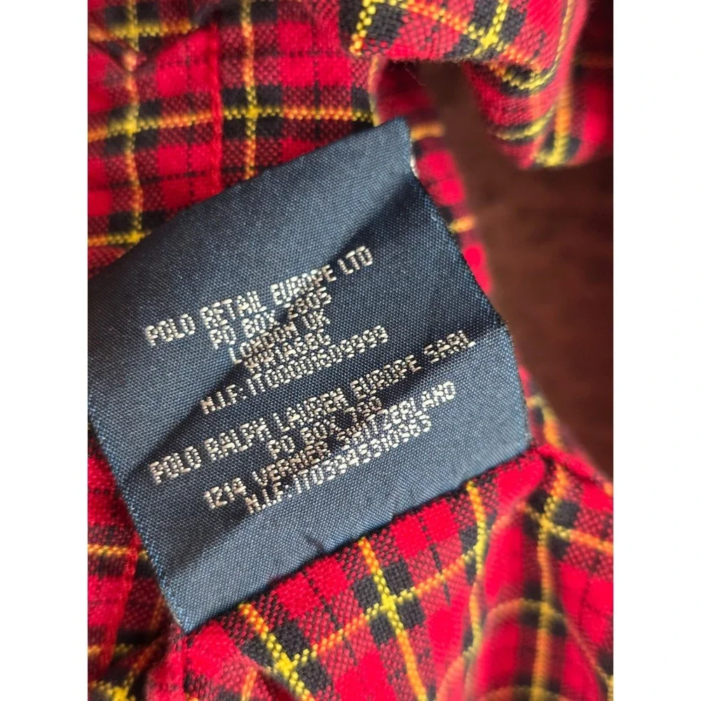 Polo Ralph Lauren Boys Size 5 Red Black Tartan Plaid Button Down Shirt Cotton